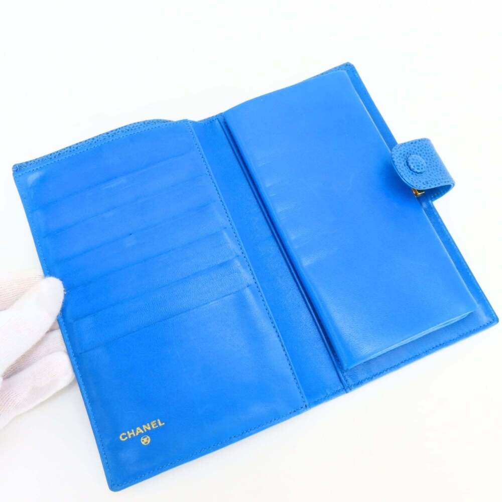 CHANEL Blue Caviar Leather Logo Wallet - Picture 8 of 16